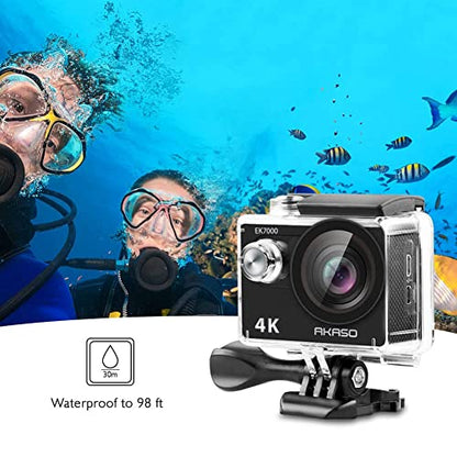 AKASO EK7000 4K30FPS 20MP Action Camera Ultra HD Underwater Camera 170 Degree Wide Angle 98FT Waterproof Camera Support External Microphone