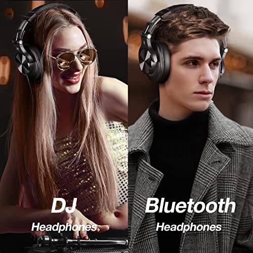 OneOdio A70 Bluetooth Over Ear Headphones, Wireless Headphones w/ 72H Playtime, Hi-Res, 3.5mm/6.35mm Wired Audio Jack for Studio Monitor & Mixing DJ Guitar AMP, Computer Laptop PC Tablet - Black