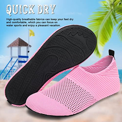 ANLUKE Barefoot Quick-Dry Water Sports Shoes Aqua Socks for Swim Beach Pool Surf Yoga for Women Men (44/45, KPink)