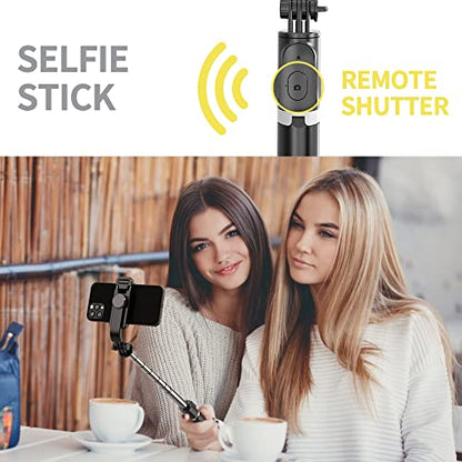 Selfie Stick Tripod, All in One Extendable & Portable Selfie Stick with Wireless Remote Compatible with iPhone 14 13 12 11 pro Xs Max Xr X 8 7, Galaxy Note10/S20/S10/OnePlus 9/9 PRO etc