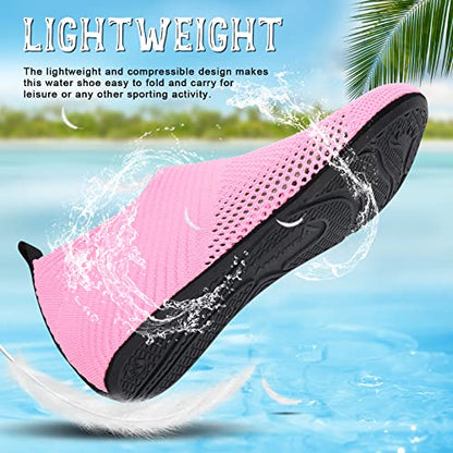 ANLUKE Barefoot Quick-Dry Water Sports Shoes Aqua Socks for Swim Beach Pool Surf Yoga for Women Men (44/45, KPink)