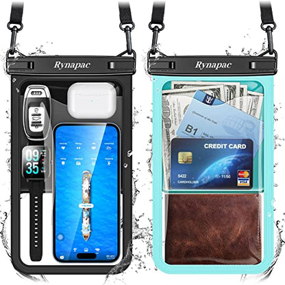 [Up to 10"] Large Waterproof Phone Pouch Bag - 2Pack Waterproof Phone Case for iPhone 15 Pro Max 14 13 12 Galaxy S23 S22 S21, IPX8 Cell Phone Water Protector Pouch Beach Essentials Vacation Must Haves