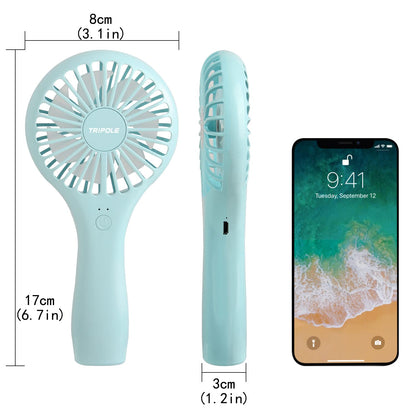 TriPole Mini Handheld Fan Battery Operated Small Personal Portable Speed Adjustable USB Rechargeable Fan Cute Design Powerful Eyelash Fan for Stylish Kids Girls Women Men Indoor Outdoor Travelling