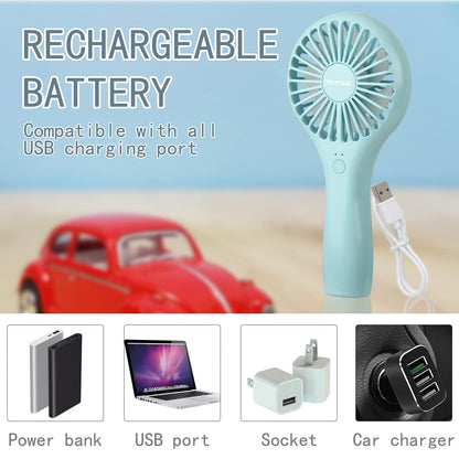 TriPole Mini Handheld Fan Battery Operated Small Personal Portable Speed Adjustable USB Rechargeable Fan Cute Design Powerful Eyelash Fan for Stylish Kids Girls Women Men Indoor Outdoor Travelling