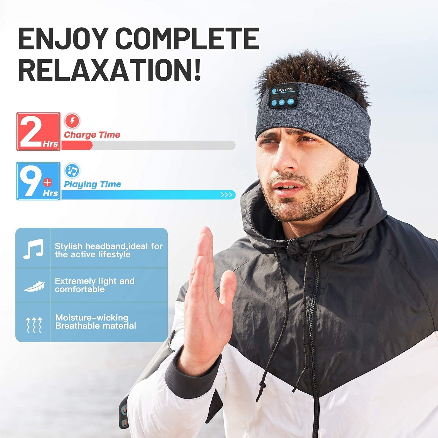 Perytong Sleep Headphones Wireless, Bluetooth Sports Headband Headphones with Ultra-Thin HD Stereo Speakers Perfect for Sleeping,Workout,Jogging,Yoga,Insomnia, Air Travel, Meditation, Grey