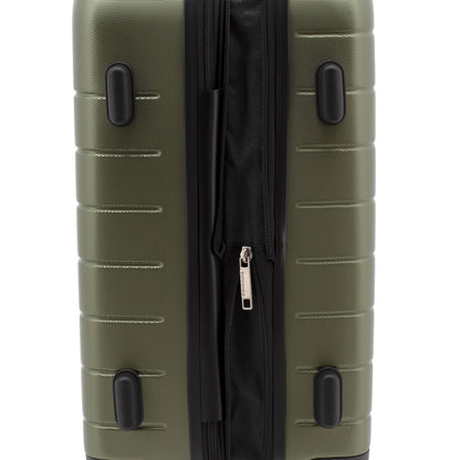 Wrangler Smart Luggage Set with Cup Holder and USB Port, Olive Green, 20-Inch Carry-On